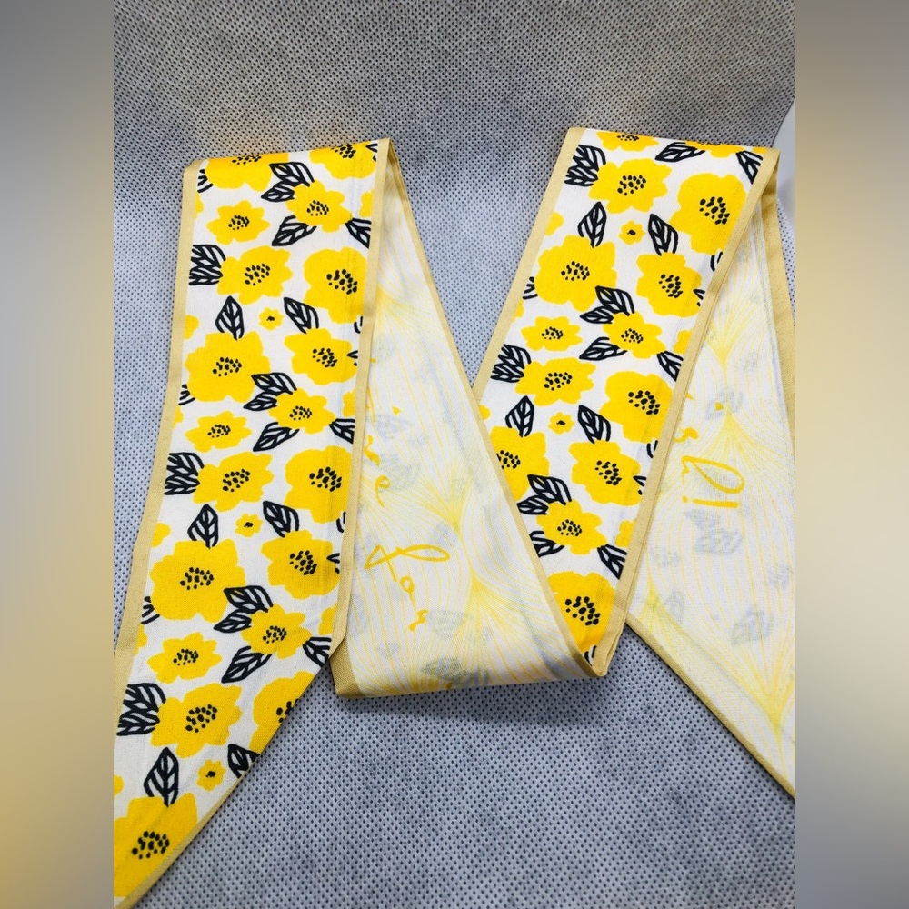 Yellow Floral Skinny Scarf Wrap